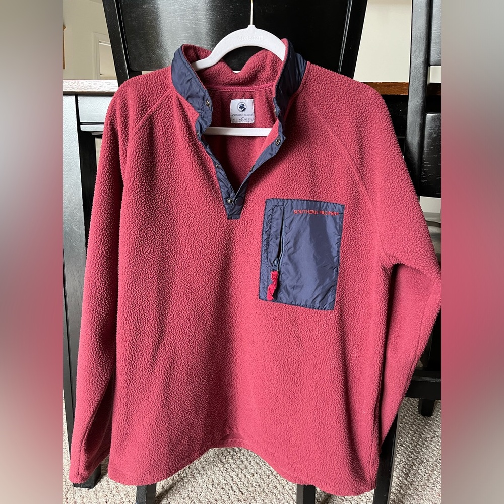 Southern Proper 1/4 Button Fuzzy Pullover Fleece Jacket
